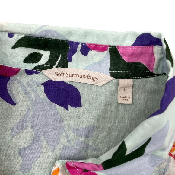 Soft Surroundings Large Floral Blouse Lightweight Long Sleeve Shell Button - Picture 3 of 5